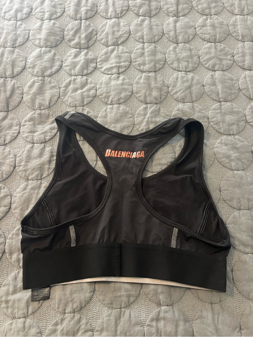Balenciaga Black Racerback Sports Bra with Subtle Reflective Trim